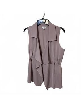 Mud Pie Dusty Rose Preppy Chic Sleeveless Draped Open Front Vest Top Small